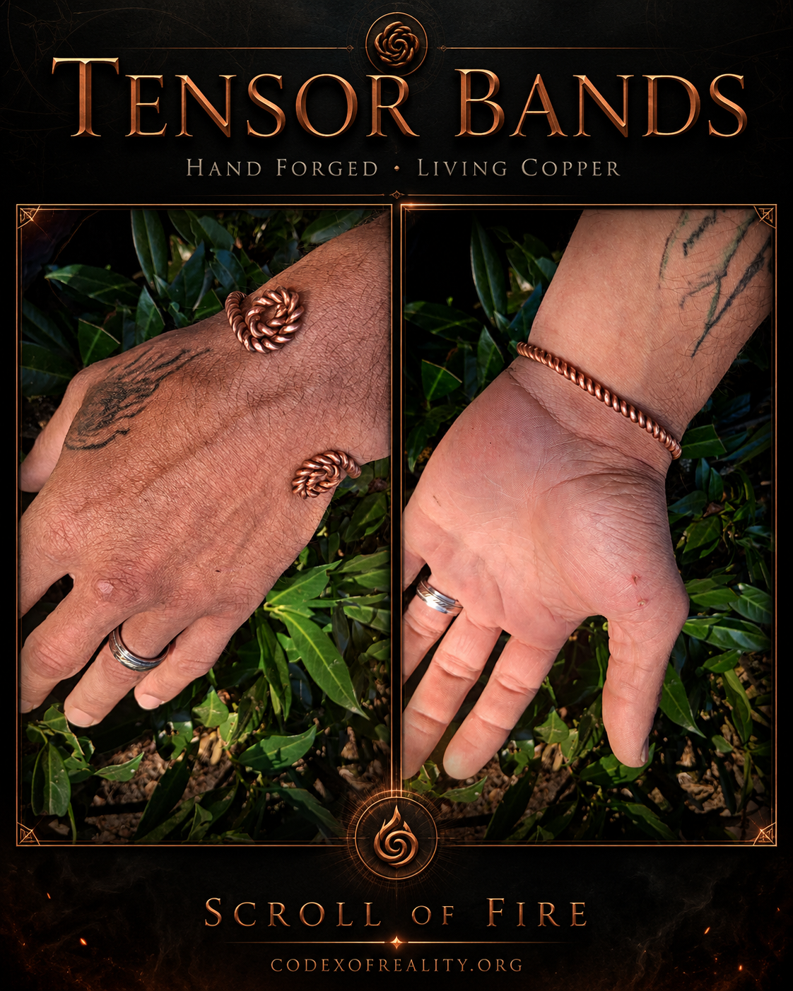 Scroll of Fire Tensor Bands shown from both sides