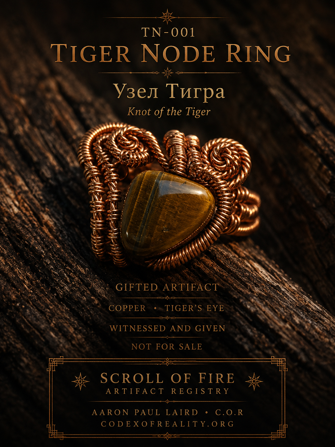TN-001 Tiger Node Ring gifted copper artifact